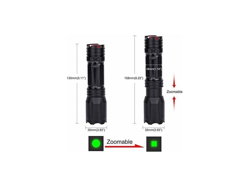  Lampe de poche tactique led avec rouge vert bleu blanc, 4 couleurs en 1 lampe torche zoomable multifonctionnelle imperméable pour vision nocturne, pêc  - Conforama E
