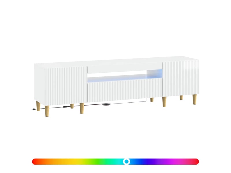  Meuble tv - banc tv - meuble de rangement led blanc brillant bois d'ingénierie  - Conforama C