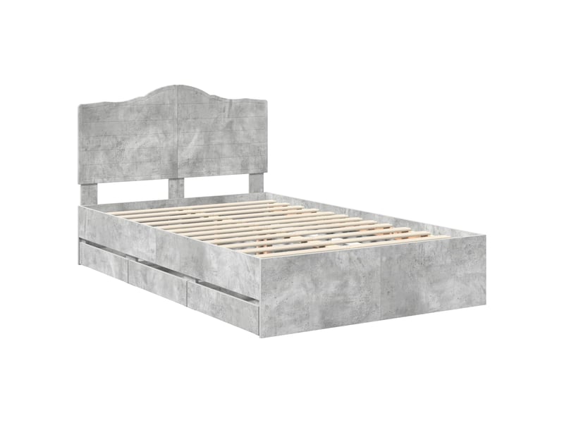  Lit double- lit adulte -  cadre de lit gris béton 135 x 190 cm bois ingénierie  - Conforama C