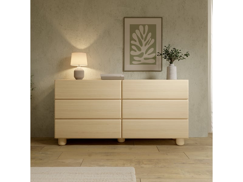  Buffet hana, enfilade 6 tiroirs, 160x38x80h cm chêne brun Hana - Conforama B