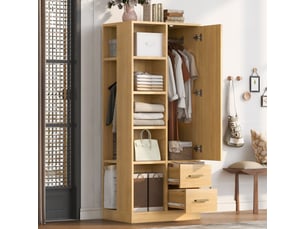 Armoire de chambre - armoire à une porte 70 × 50 × 170 cm, avec plusieurs étagères, 70 x 50 x 170 cm, bois