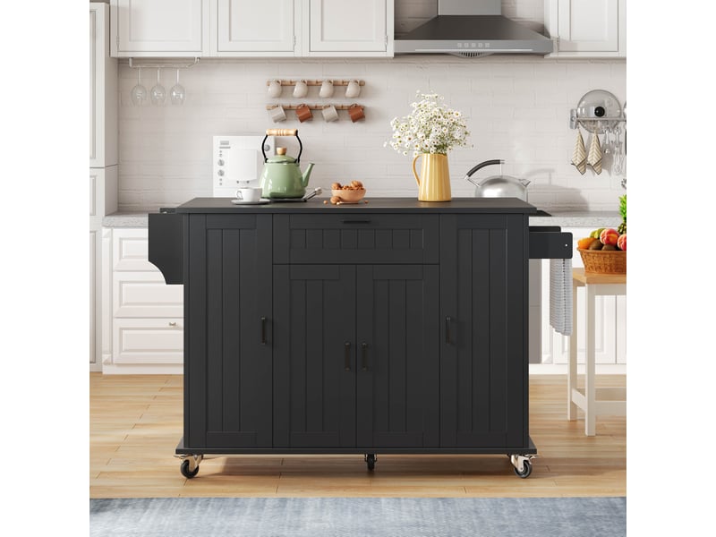  Desserte 4 portes 1 tiroir coloris noir mdf desserte noir - Conforama D