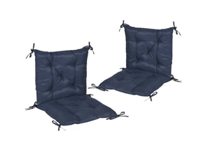 Lot de 2 coussins de chaise 98x50 cm – bleu foncé – liens de fixation, épaisseur 8 cm, intérieur-extérieur