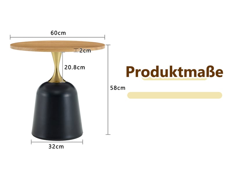  Table basse fixe ronde avec piètement métallique stable pour salon en mélamine finition bois  - Conforama E