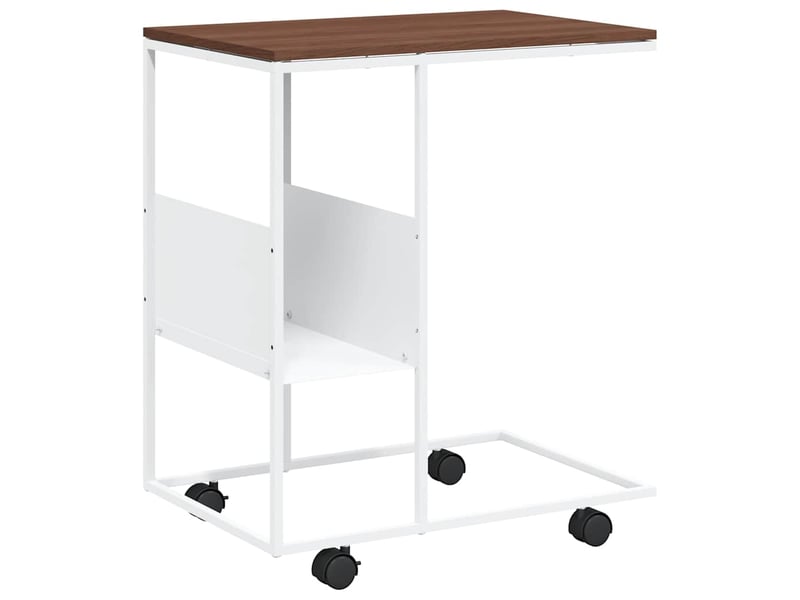  Table d'appoint | bout de canapé table basse avec roues marron 55x36x63,5cm bois d'ingénierie shl6512  - Conforama A