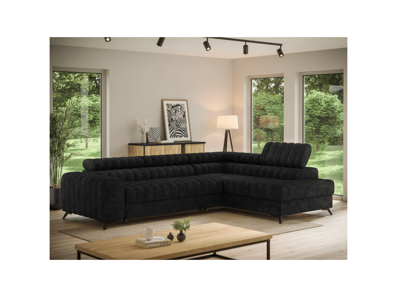 Canapé d'angle collection kanedojo coloris noir - Conforama D