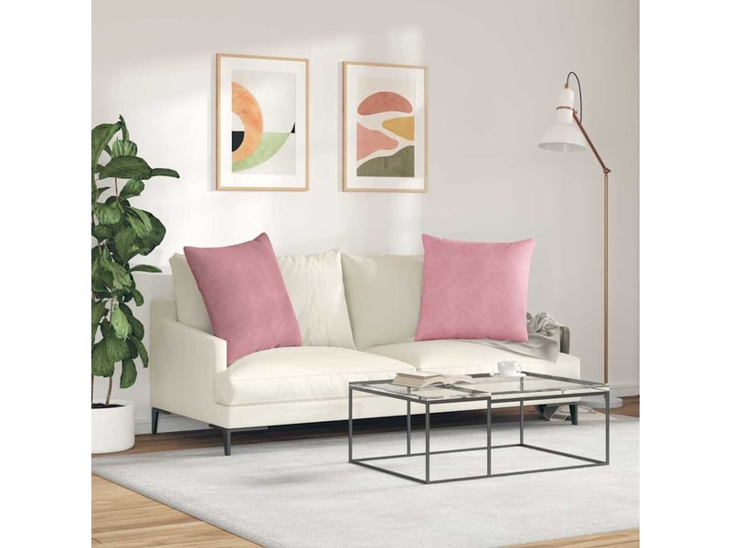 Lot de 2 coussins de canapé, coussins décoratifs rose 80 x 80 cm cf59154 - Conforama D