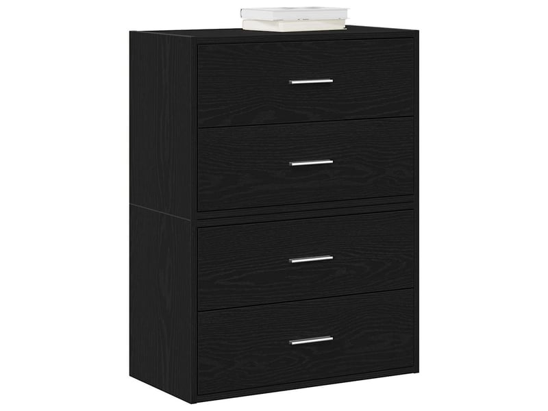  Lot de 2 armoire à tiroirs, commode avec 4 tiroirs chêne noir bois d'ingénierie  - Conforama B