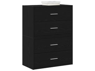 Lot de 2 armoire à tiroirs, commode avec 4 tiroirs chêne noir bois d'ingénierie