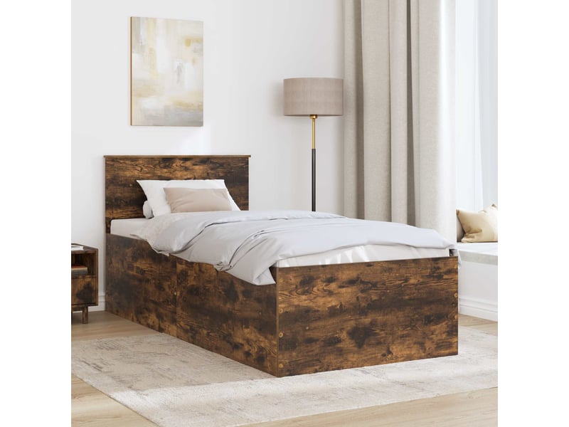  Lit double- lit adulte -  cadre de lit chêne fumé 120 x 200 cm bois d'ingénierie  - Conforama B