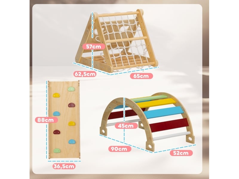  Structure d’escalade intérieure 7-en-1 168x62,5x57 cm – multicolore – toboggan et modules amovibles  - Conforama C