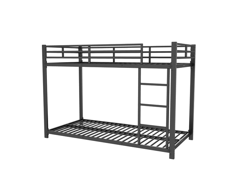  Lit superposé enfant, 90 × 200 cm, noir, métal, style classique, barrières 26 cm, dimensions 203 × 94,5 × 140 cm  - Conforama A