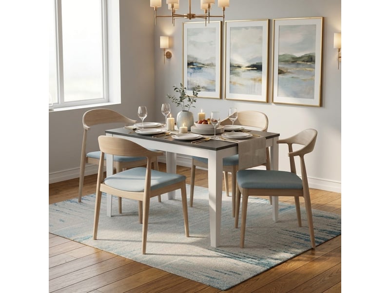  Table extensible en mélaminé avec piètement blanc 130290x80 moon - gris  - Conforama B