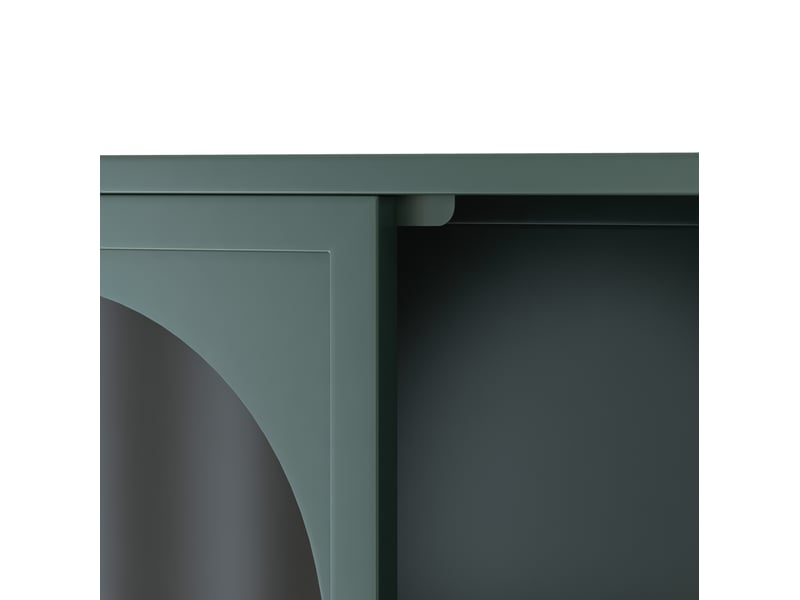  Armoire murale 4 portes 120x23x70 cm verre gris métal vert foncé  - Conforama D