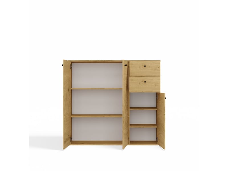  Fran - commode - 3 portes, 2 tiroirs - 120x110x30 cm - chêne artisan  - Conforama D