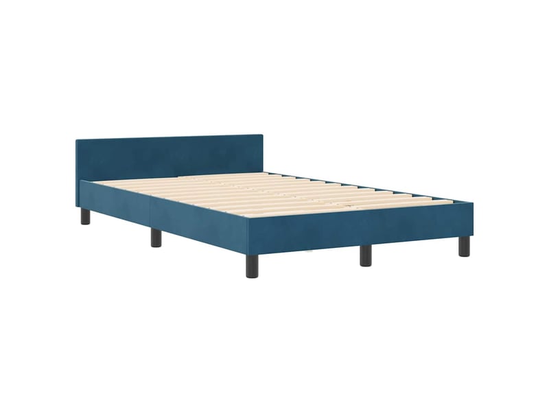  Lit double- lit adulte -  lit à ressorts avec tête de lit bleu foncé 120 x 190 cm velours  - Conforama C