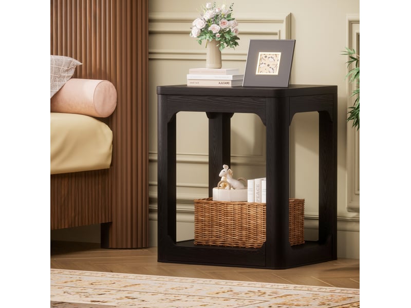  Lot de 2 tables d'appoint 50x40x60 cm en mdf à 2 niveaux noir chicfurn  - Conforama B