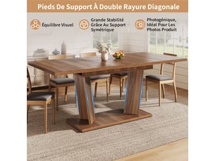 Table à manger extensible marron foncé 160x80x76cm réglable mdf salle à manger rangement pratique confort et fonctionnalité moderne