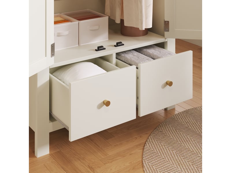  Armoire arquée 2 portes 78 × 45 × 181 cm, 2 tiroirs et rotin, blanc IKSETERA TRADING LTD - Conforama E