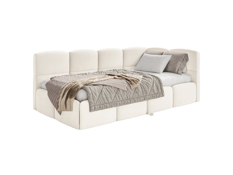  Selsey cloudy - lit rembourré - 170x185 cm - velours crème - côté droit Cloudy - Conforama A