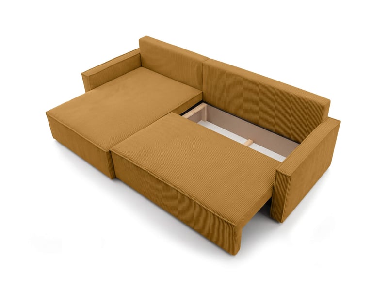  Farah - canapé d'angle max réversible et convertible 5 places accoudoirs slim en velours côtelé  - Conforama D
