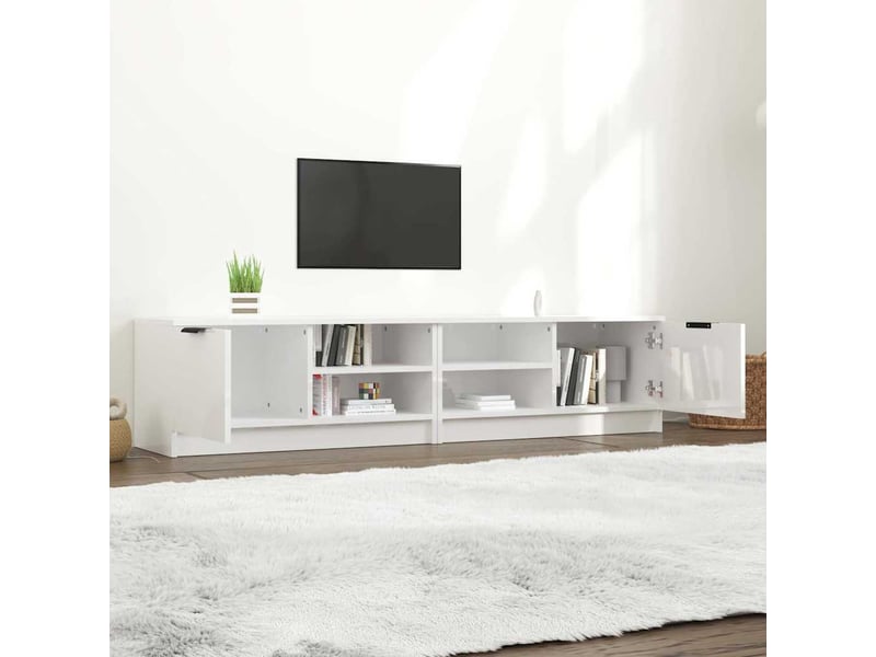  Meubles tv - banc tv - meuble de rangement 2 pcs blanc brillant 80x35x36,5 cm bois d'ingénierie  - Conforama C