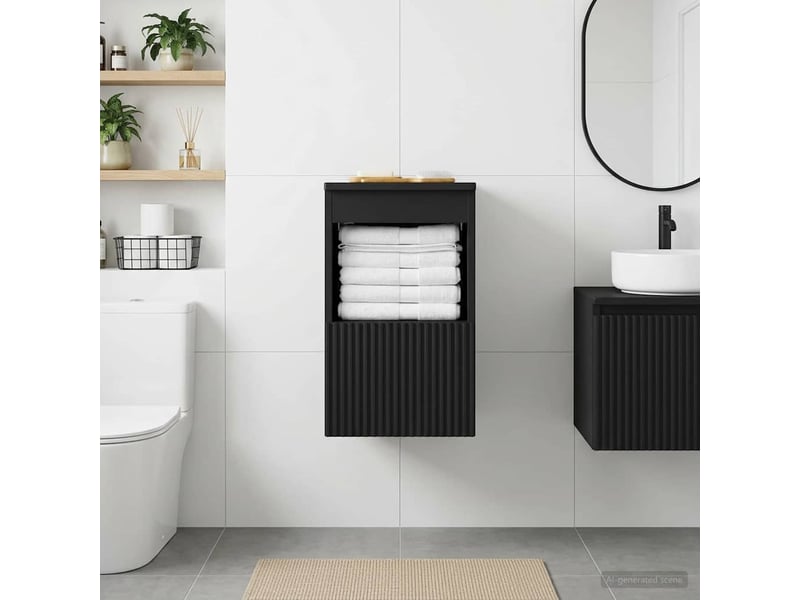  Armoire de salle de bain, meuble de rangement noir 30x41x50 cm bois d'ingénierie  - Conforama D