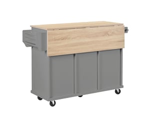 Ilot de cuisine extensible sur roulettes mdf gris et naturel 131x46x93 cm - pangivo