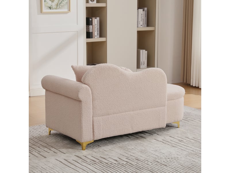  Méridienne avec rangement chaise longue tissu bouclette banquette de salon moderne  - Conforama E