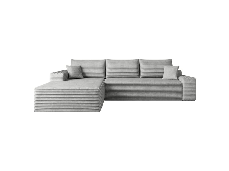  Canapé d’angle modulable 270 cm en velours côtelé, méridienne en l, assise profonde, sans montage, gris IKSETERA TRADING LTD - Conforama A
