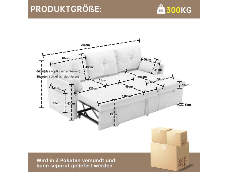 Canapé d'angle convertible modulable avec rangement 3 places evryae  - Conforama E