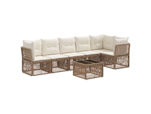 Vidaxl ensemble de canapé de jardin 7 pcs beige polyrotin