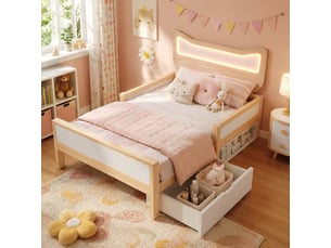 Lit avec rangement 90x190 cm <strong>OXEZA</strong>  <strong></strong> coloris bicolore