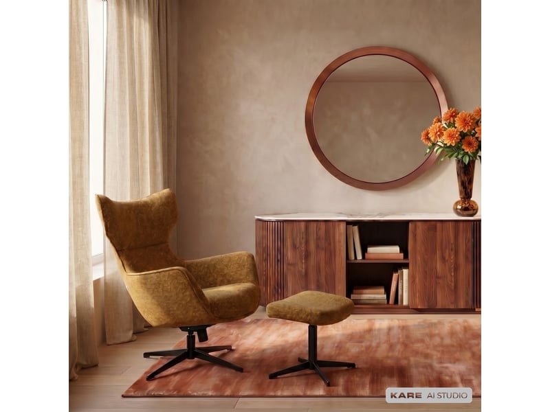  fauteuil pivotant et repose-pieds jules marron kare design  - Conforama B