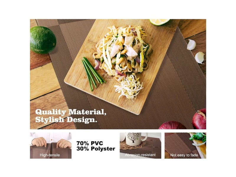  Sets de table pvc antidérapant lavable résiste à la chaleur rectangulaire vinyle set de table pour restaurant, table à manger en cuisine ou salle à manger, 45 x 30 cm lot de 6  - Conforama D