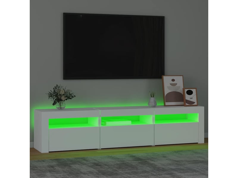 Meuble tv - banc tv - meuble de rangement avec lumières led blanc 180x35x40 cm - Conforama D