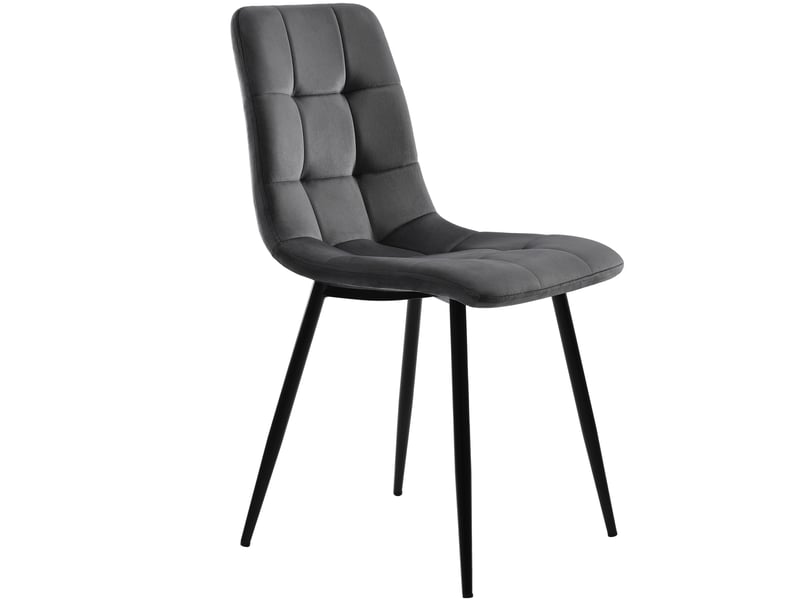  Ensemble table et 4 chaises, table à manger extensible blanche 140 à 180 cm, plateau mdf, sièges en velours gris, pieds noirs  - Conforama D