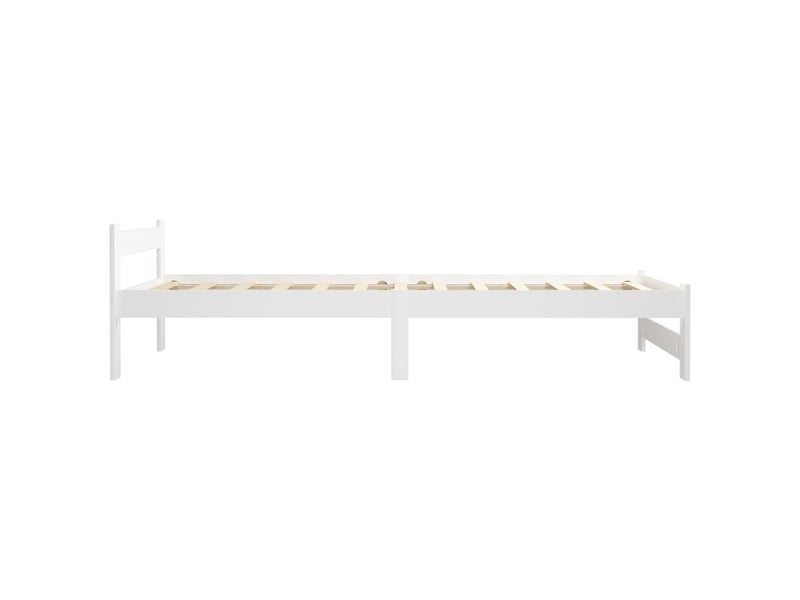  Lit simple- lit adulte -  cadre de lit sans matelas blanc bois de pin massif 90x200 cm  - Conforama C