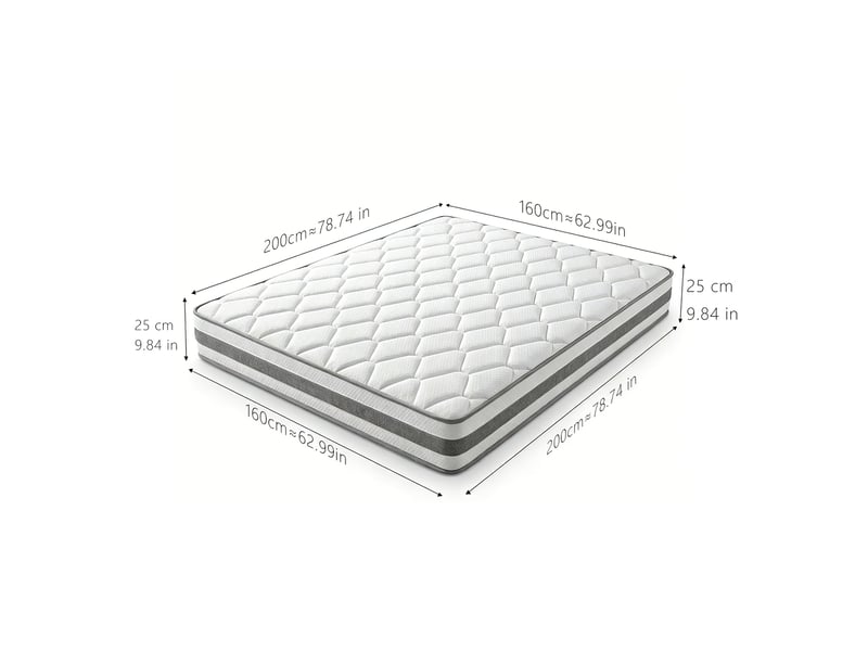  Matelas 90 × 200 cm et 140 × 200 cm et 160 × 200 cm et 180 × 200 cm, ressorts ensachés, mousse froide 7 zones, blanc  - Conforama D