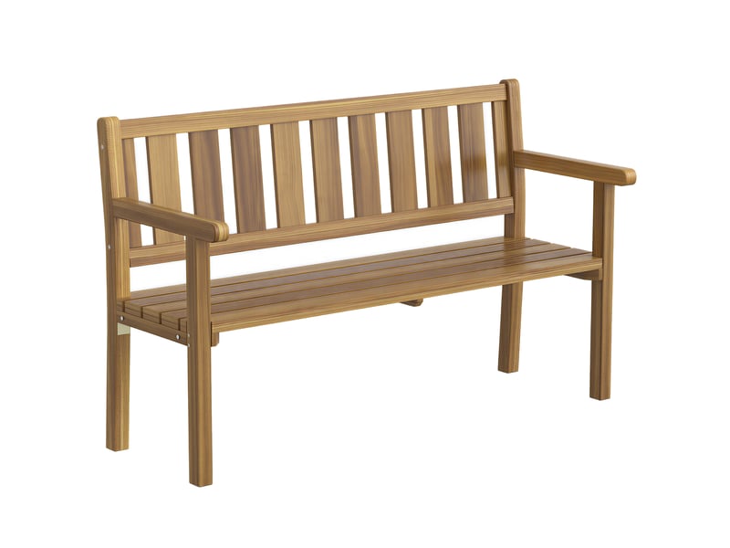 Banc de jardin 2 places en bois de sapin à lattes, 150 x 57 x 93 cm, couleur teck - Conforama B