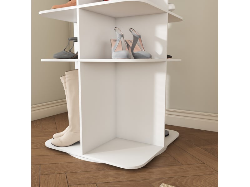  Étagère à chaussures tcqpz rotative 7 niveaux 360° 60 x 60 x 184 cm pvc blanc rangement jusqu’à 28 paires  - Conforama E
