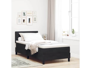 Lit adulte, lit simple, lit à ressorts avec tête de lit noir 90x190cm velours cf17228