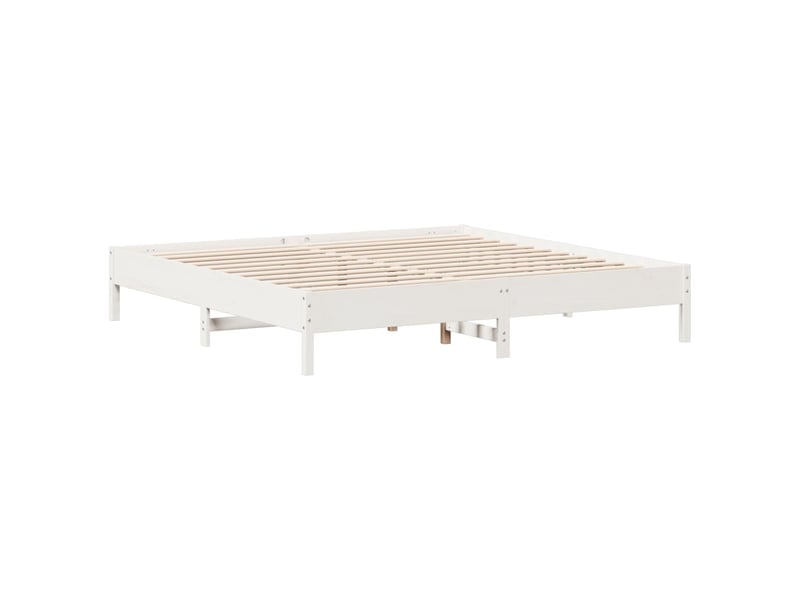  Lit double- lit adulte -  cadre de lit sans matelas blanc 200x200 cm bois massif de pin  - Conforama A