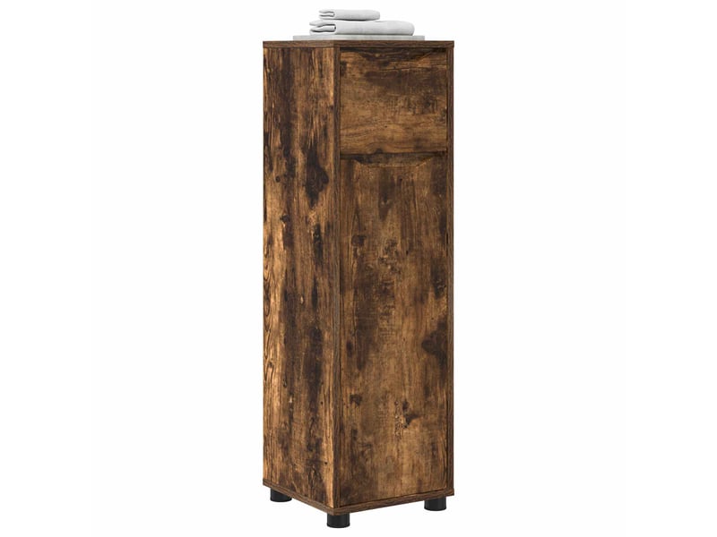  Cabinet de salle de bain, meuble de rangement chêne fumé 30.5x30x101 cm  - Conforama C