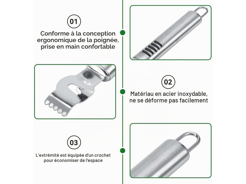  2pcs zesteur de citron et d'agrumes, éplucheur de zeste de citron professionnel couteau canelle tranche de citron en acier inoxydable éplucheur CSTY-0010090TY - Conforama B