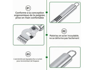 2pcs zesteur de citron et d'agrumes, éplucheur de zeste de citron professionnel couteau canelle tranche de citron en acier inoxydable éplucheur