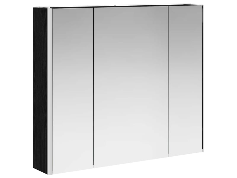 Armoire miroir salle de bain, meuble de rangement chêne noir 83.5x15.5x70 cm - Conforama E