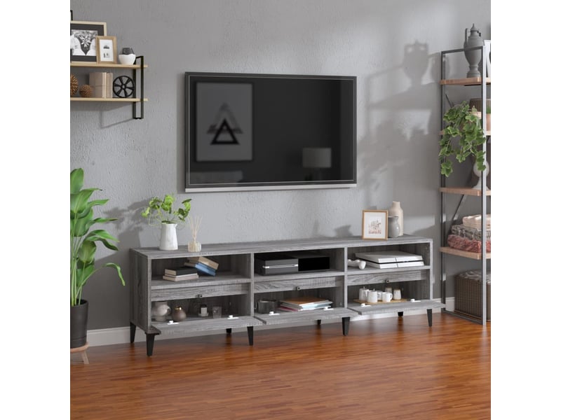  Meuble tv - banc tv - meuble de rangement sonoma gris 150x30x44,5 cm bois d'ingénierie  - Conforama C
