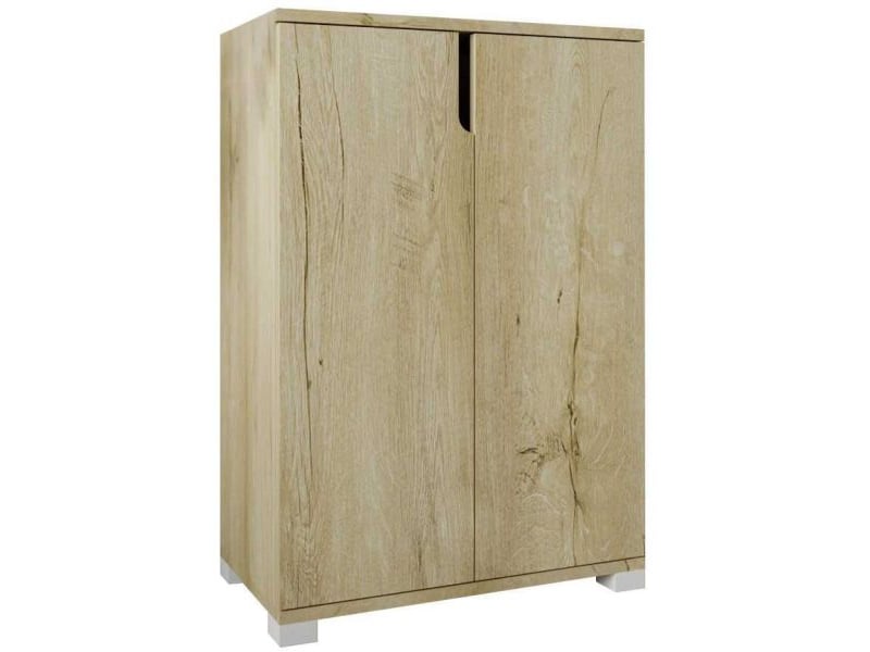  Meuble à chaussures 2 portes en aggloméré venedik chêne  - Conforama A