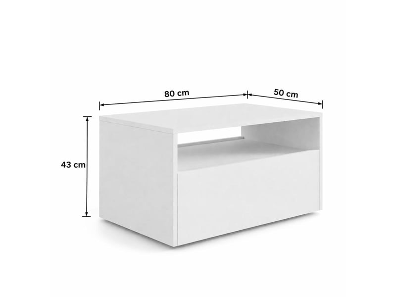  Table basse lino 80 x 50 cm - roulettes et tiroir, blanc LINO/LAW/80x50/B - Conforama E